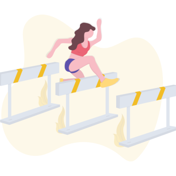 An illustration of a sportswoman jumping hurdles